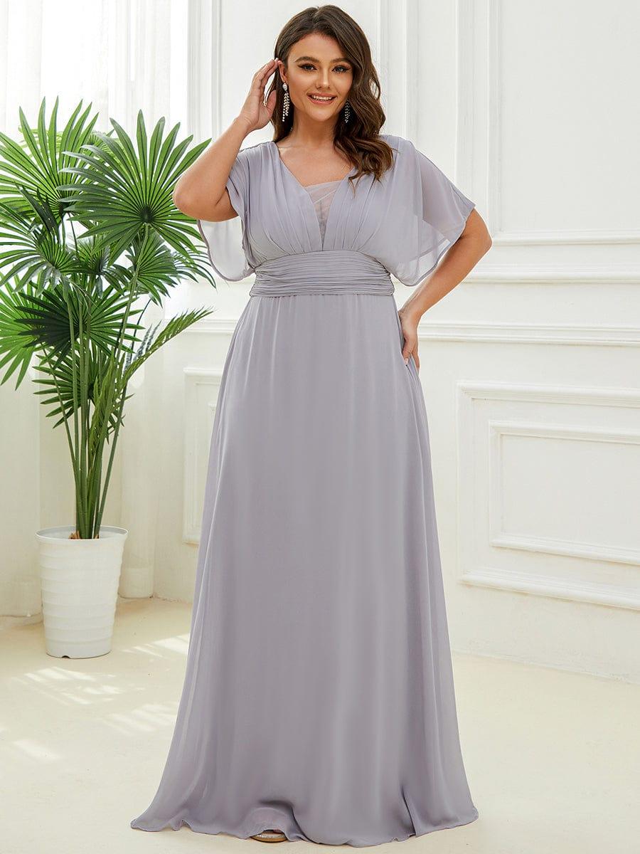 Custom Size Stunning A-Line Empire Waist Chiffon Wedding Guest Dress #color_Grey