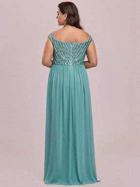 Plus Size Off the Shoulder Shining Paillette A-Line Maxi Evening Dress