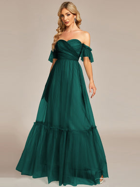 Custom Size Off the Shoulder Sweetheart Pleated Tulle Evening Dress