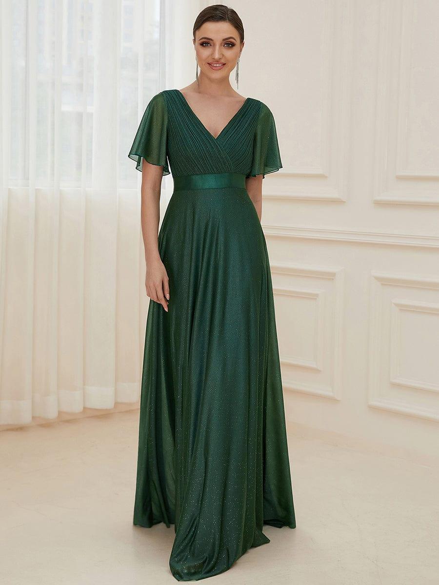 Short Sleeve V neck Floor Length Evening Dress Ever Pretty UK