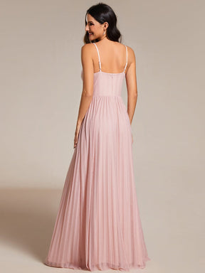 Glittering Pleated Spaghetti Straps Evening Dress with Empire Waist