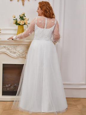 Plus Size A-Line Tulle Wedding Dress with Long Sleeves