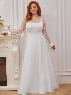 Plus Size A-Line Tulle Wedding Dress with Long Sleeves