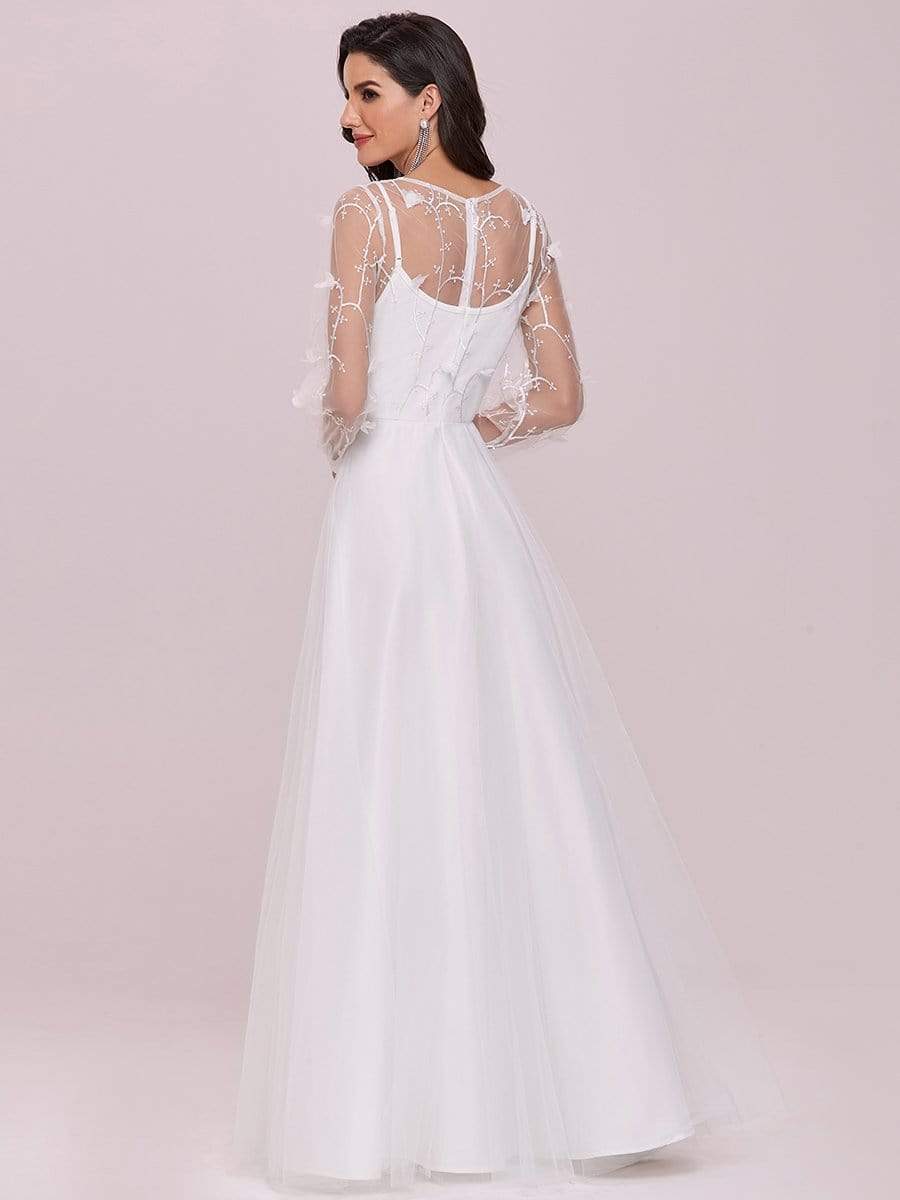 Romantic A-Line Tulle Wedding Dress with Lace Decoration