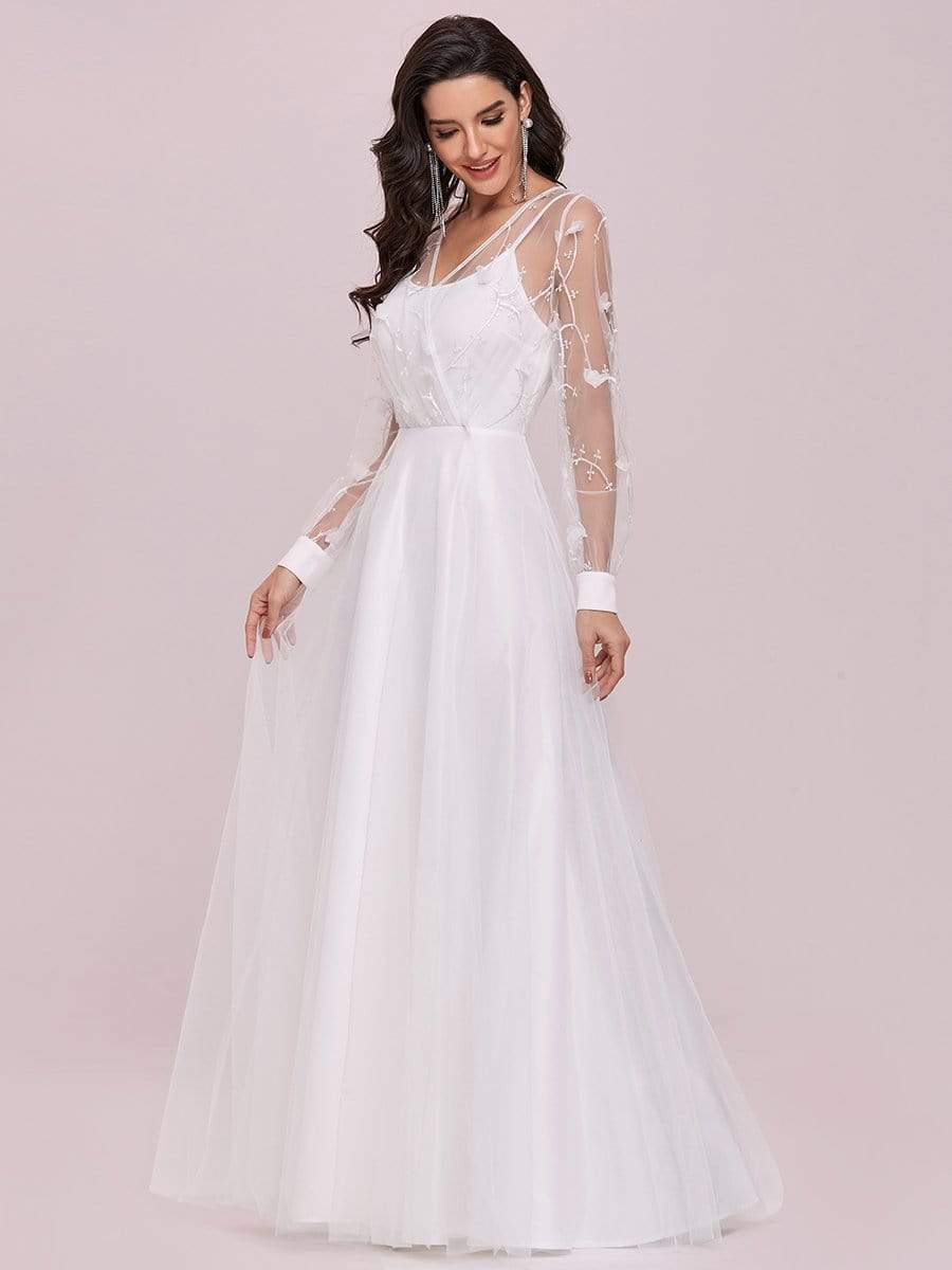 Romantic A-Line Tulle Wedding Dress with Lace Decoration