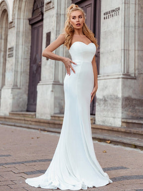 Color=Cream | Custom Size Elegant Sleeveless Sweetheart Mermaid Wedding Dress-Cream 1