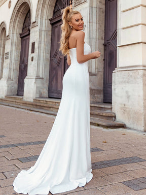 Color=Cream | Custom Size Elegant Sleeveless Sweetheart Mermaid Wedding Dress-Cream 2