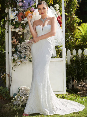 Sleeveless Lace Sweetheart Mermaid Wedding Dress