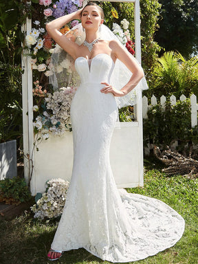 Sleeveless Lace Sweetheart Mermaid Wedding Dress