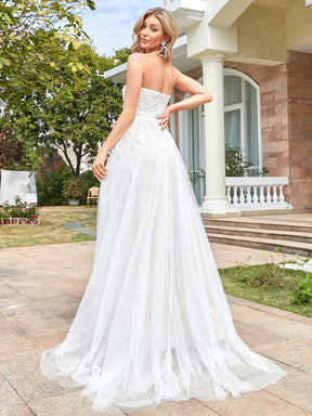 Sequin Belted Strapless Sweetheart Lace Tulle Wedding Dress