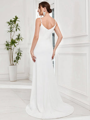 A-Line Lace Spaghetti Strap Front Slit Wedding Dress