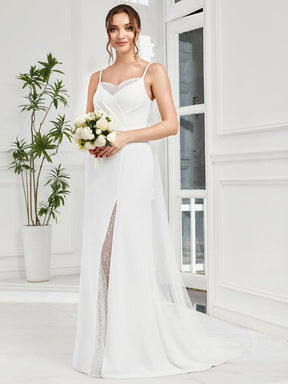 A-Line Lace Spaghetti Strap Front Slit Wedding Dress