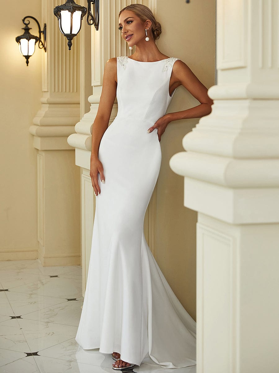 Low Back High Neck Bodycon Fishtail Wedding Dress