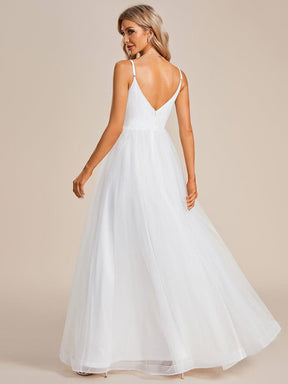 Spaghetti Straps V-Neck Applique Wedding Dress