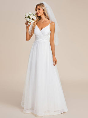 Spaghetti Straps V-Neck Applique Wedding Dress