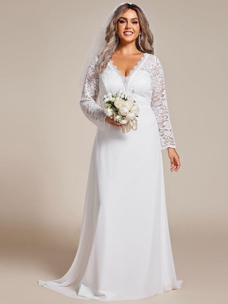 A-Line Chiffon Dress with Illusion Neckline Silver Plus Size