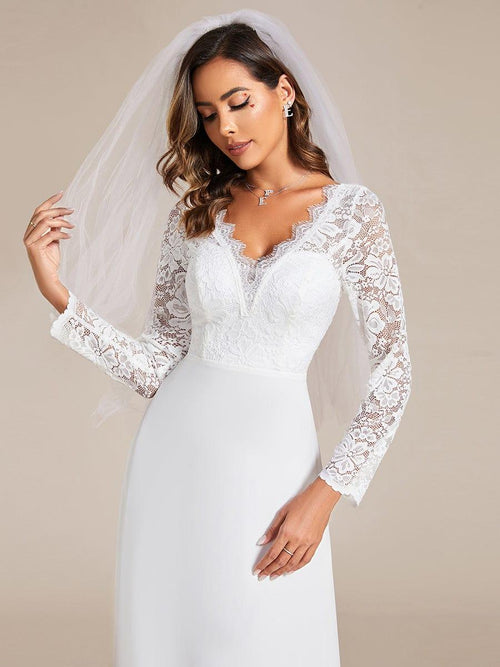 A Line Chiffon Elegant Bohemian Sleeveless Long Wedding Dresses