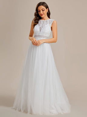 Romantic See-Through Lace Sleeveless A-Line Wedding Dress