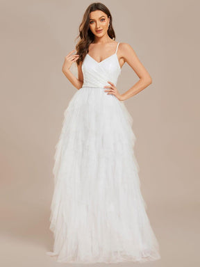 Sparkling V-Neck Spaghetti Straps Tulle Wedding Dress