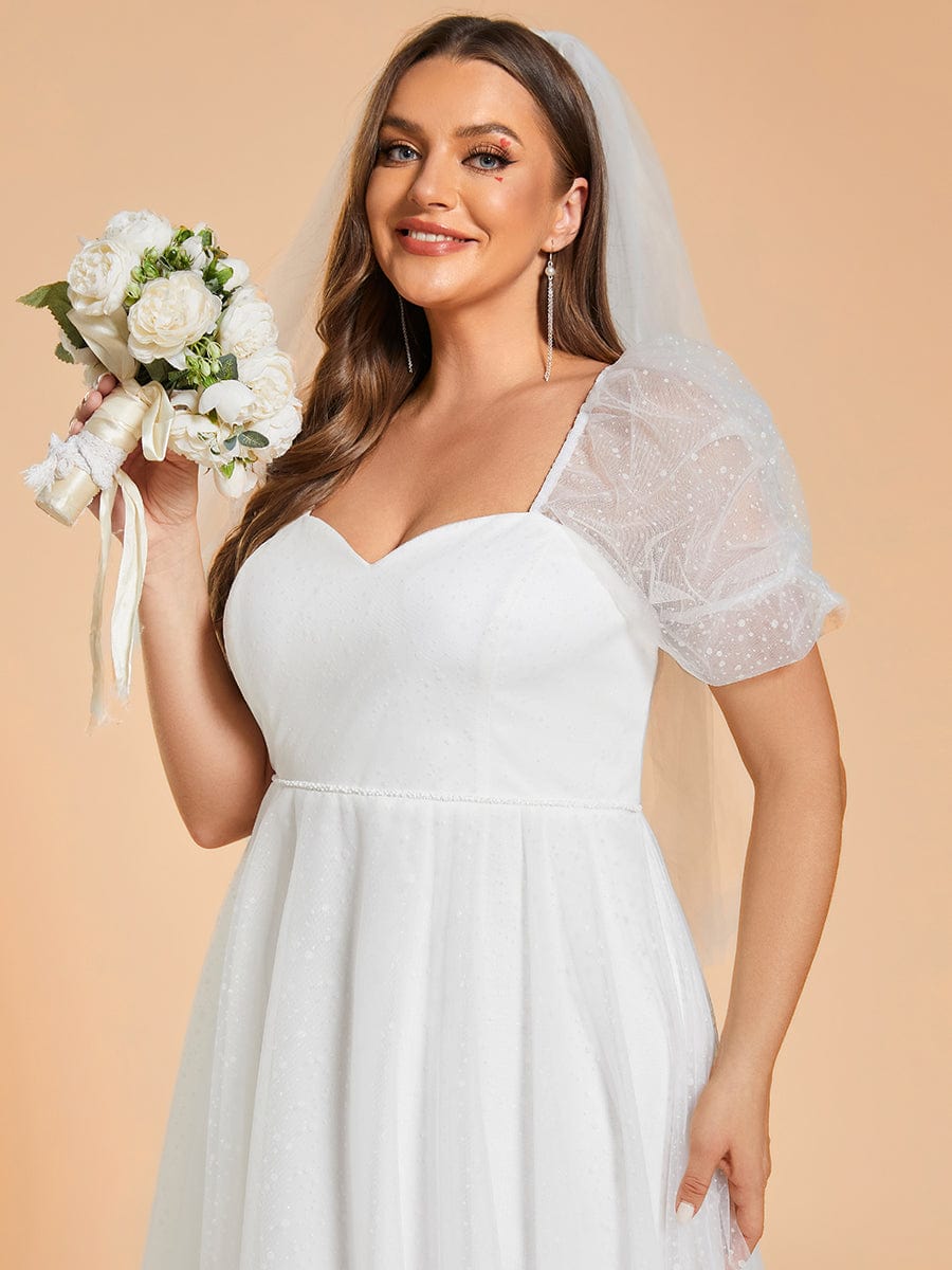 Plus Size Short-Sleeved A-Line Wedding Dress with Sweetheart