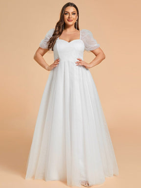 Plus Size Short-Sleeved A-Line Wedding Dress with Sweetheart