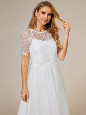 Lace Jacket A-Line Wedding Dress Paired with Spaghetti Strap