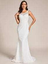 Custom Size Sleeveless Lace Bodice Floor Length Wedding Dress #color_White