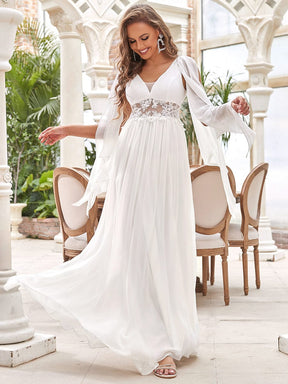 Custom Size Deep V Neck Applique Long Split  Wedding Dress