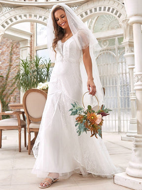 Gorgeous Sleeveless V-Neck Mermaid Long Wedding Dress