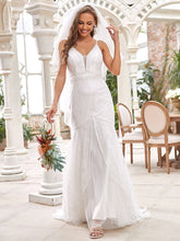 Gorgeous Sleeveless V-Neck Mermaid Long Wedding Dress #color_Cream