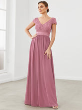 Lace Short Sleeve Maxi Mother of the Bride Dress #color_Purple Orchid