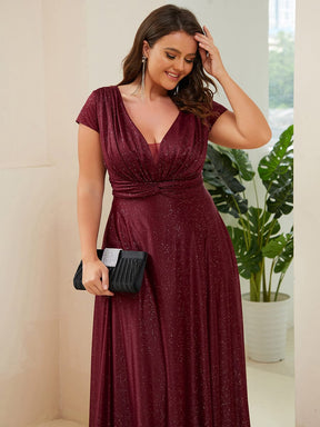 Custom Size Plus Size Cap Sleeve V-neck A-line Mother of the Bride Dress