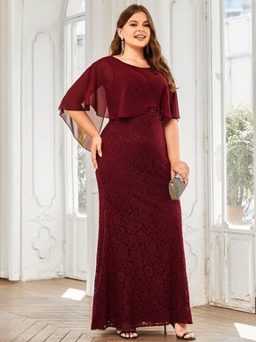 Plus Size Elegant Lace Fitted and Flared Maxi Mother of the Bride Dress