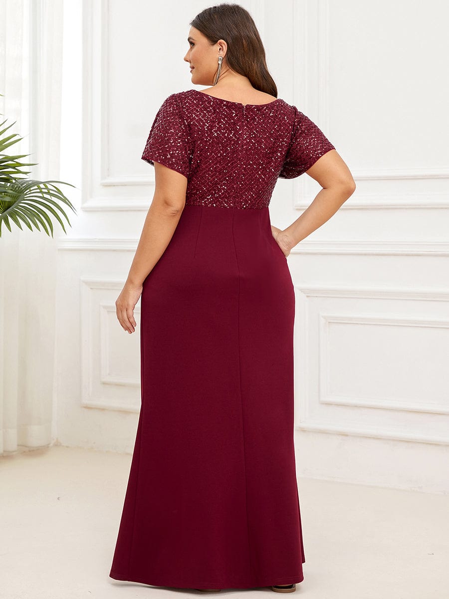 Sequin Short Sleeve Floor-Length Mother of the Bride Dress