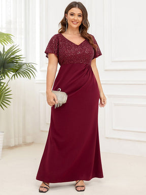Sequin Short Sleeve Floor-Length Mother of the Bride Dress