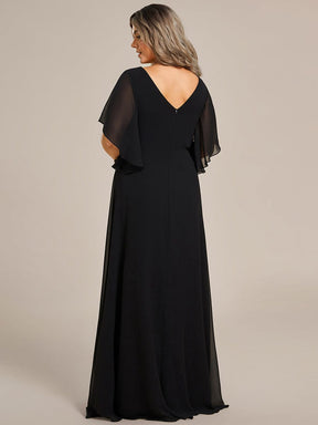 Chiffon Ruffle Sleeve Mother of the Bride Dress with Waist Applique