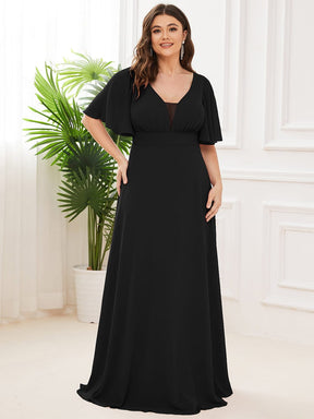 Plus Size Flutter Sleeve Chiffon Mother of The Bride Dress