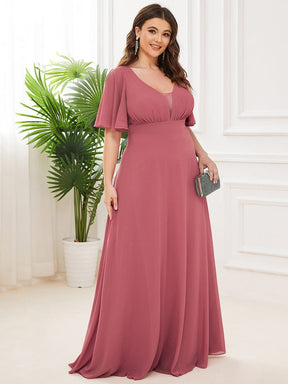Plus Size Flutter Sleeve Chiffon Mother of The Bride Dress
