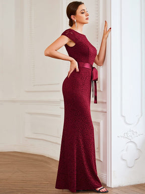 Lace Backless Ribbon Waist Bodycon Mother of the Bride Dress