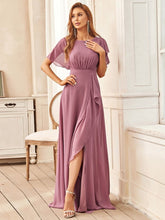 Elegant Chiffon Layered Ruffle Sleeves Mother of the Bride Dress #color_Purple Orchid