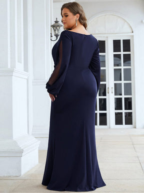 Cowl Neck Fit and Flare Wedding Guest Dress with Long Sleeves