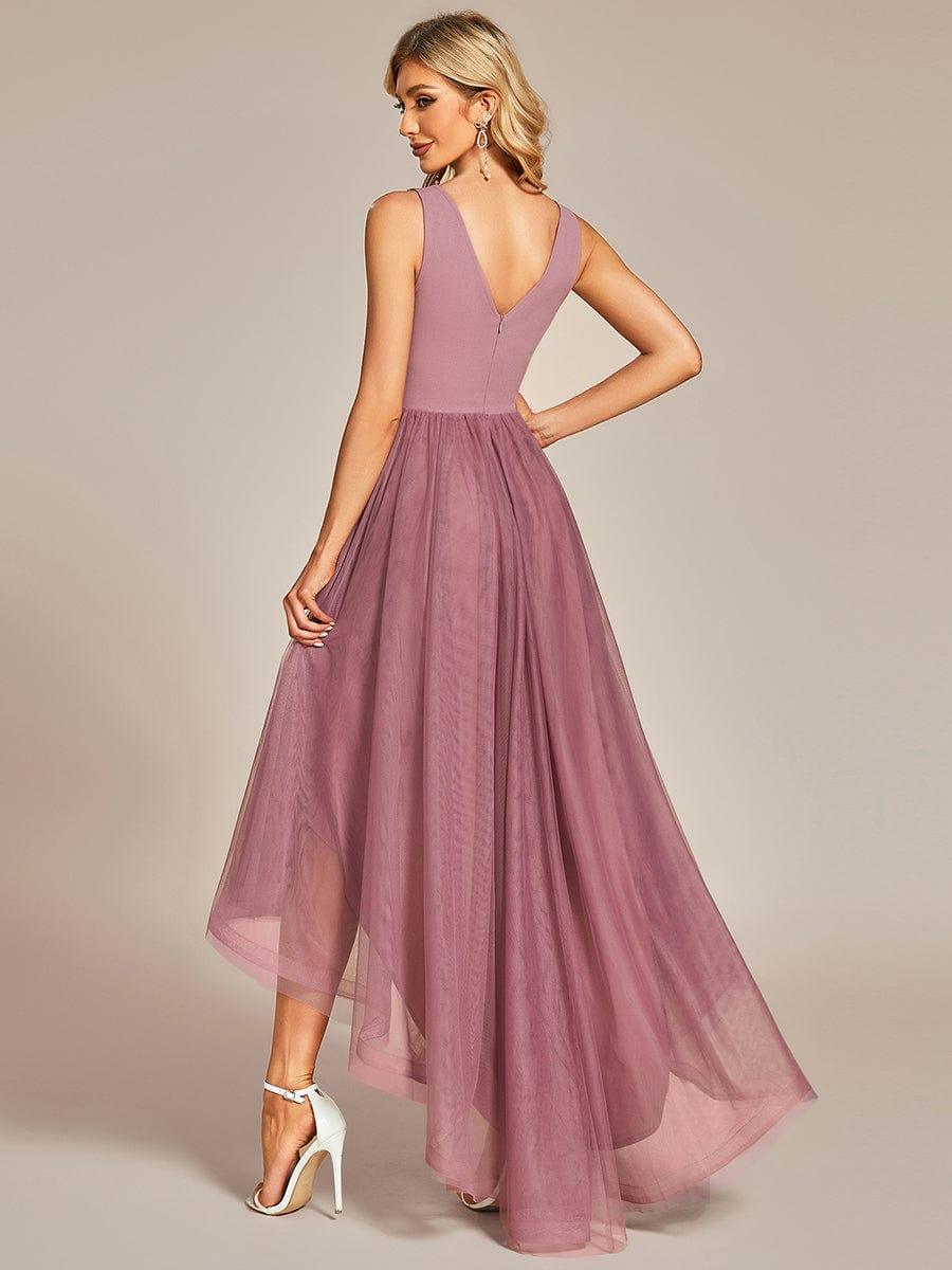 Sleeveless Tulle High Low Prom Dress #color_Purple Orchid