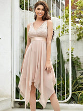 Stunning V Neck Lace & Chiffon Prom Dress for Women #color_Blush