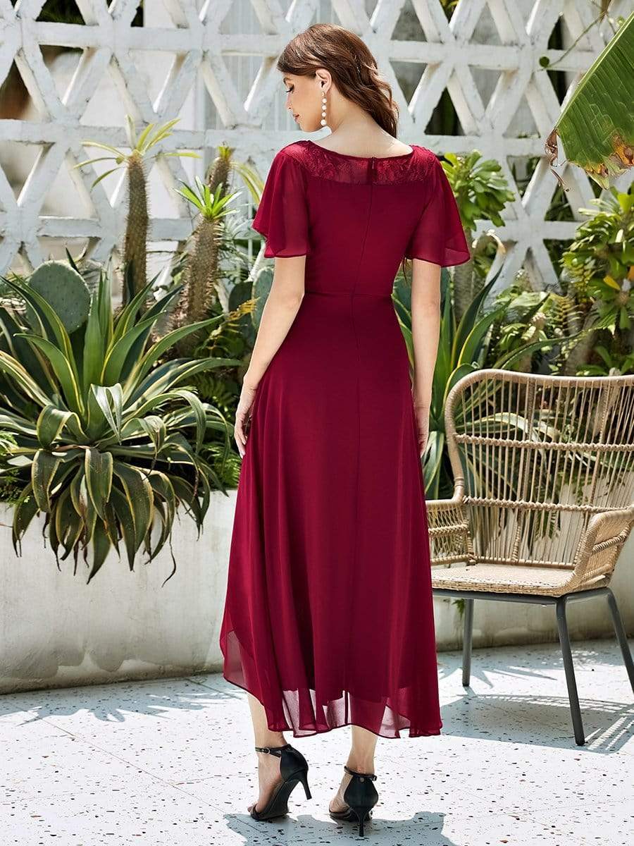 Custom Size Casual Boat Neck A-Line Midi Dress with Irregular Hem