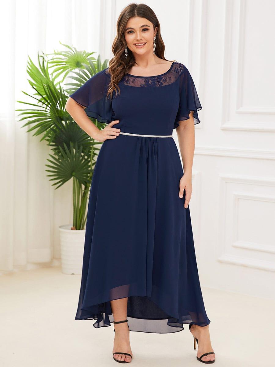 Plus Size A-Line Midi Dress With Asymmetric Hems