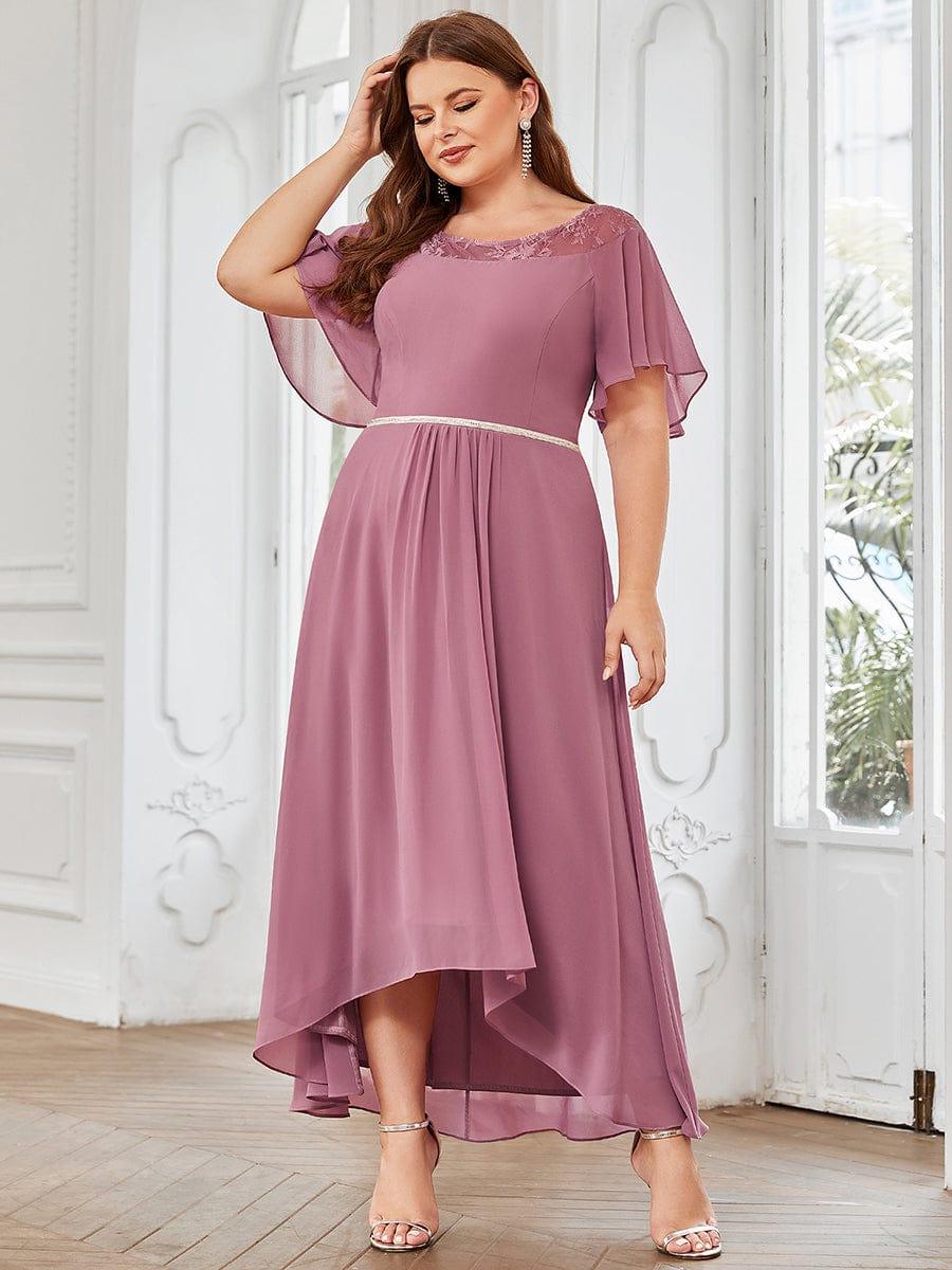 Plus Size A-Line Midi Dress With Asymmetric Hems