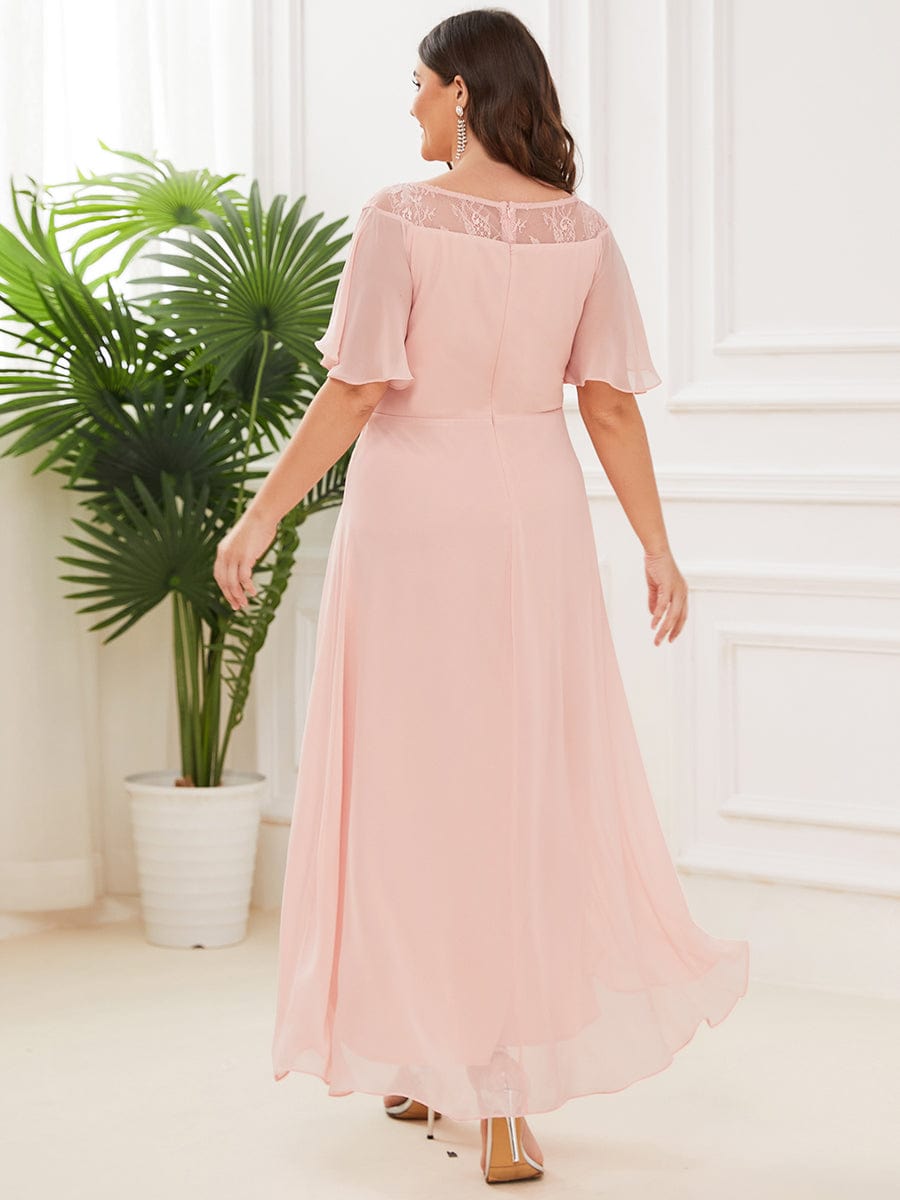 Plus Size A-Line Midi Dress With Asymmetric Hems #color_Pink