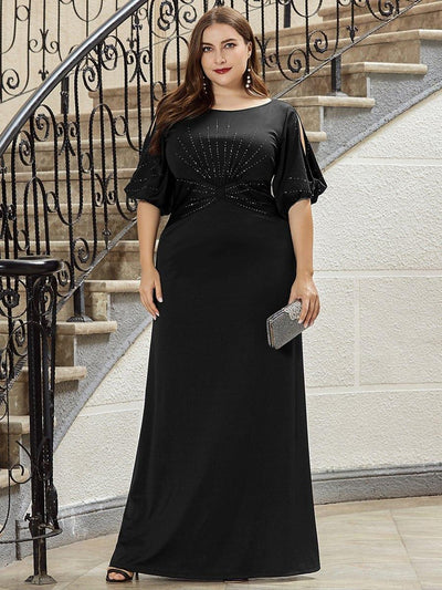 Simple Maxi Plus Size Mermaid Party Dresses For Women #color_Black