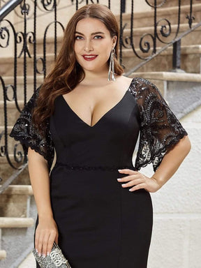 Plus size sheath dress with sales sleeves