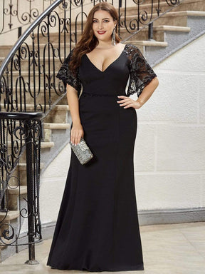 Sexy Maxi V Neck Bodycon Party Dress with Flare Sleeves